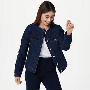 Jen7 by 7 for All Mankind Collarless Jacket - Beverly Bevy,2X